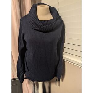 blue knit cowl neck sweater size L NWT